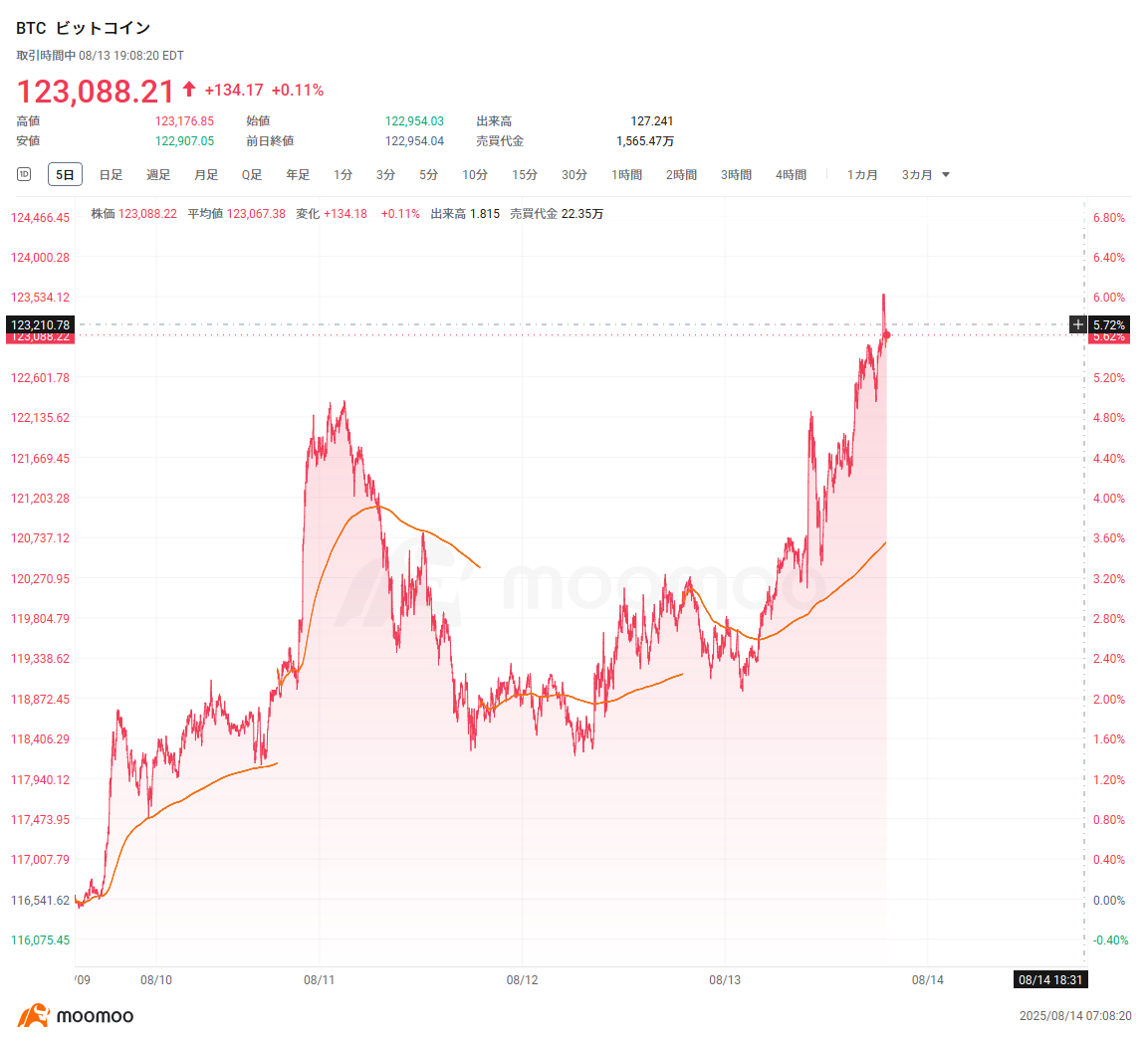 速報】ビットコイン、一時123176.68ドル、歴史最高値を更新